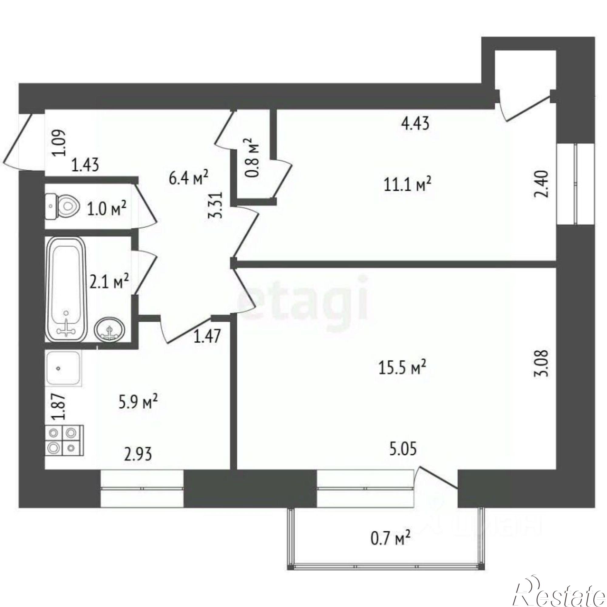 Купить квартиру за 3 570 000 рублей на улица Курчатова, 15