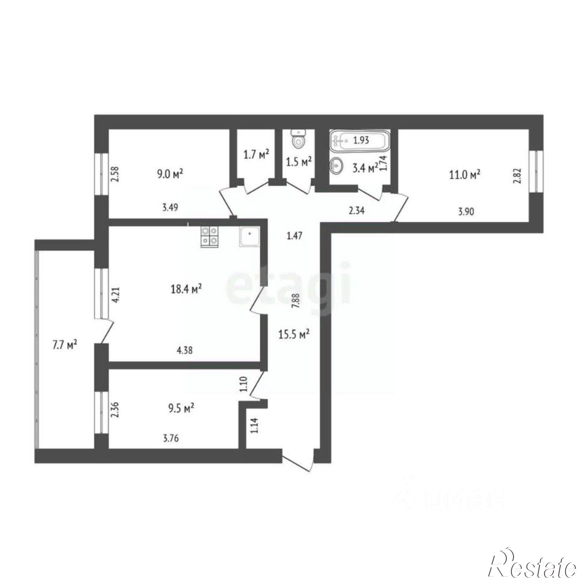 Купить квартиру за 7 900 000 рублей на улица Славского, 4