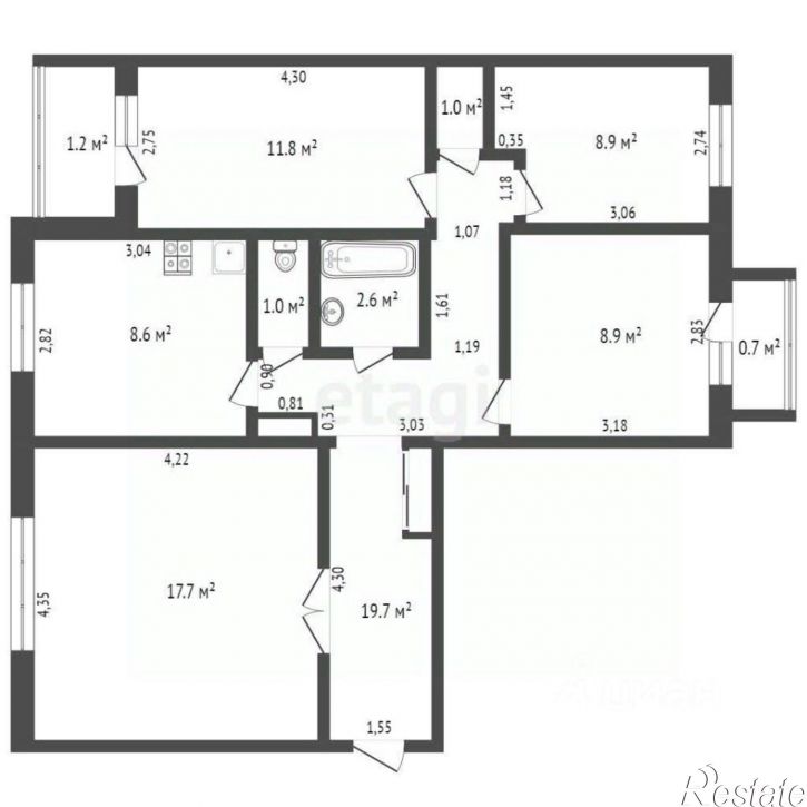 4-комн квартира городской округ Северск