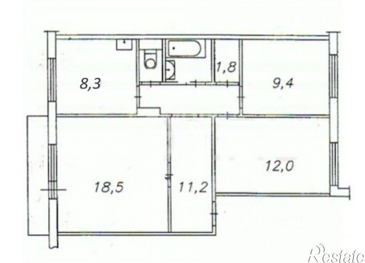 3-комн квартира Ленинградская улица, 12,  д. 12
