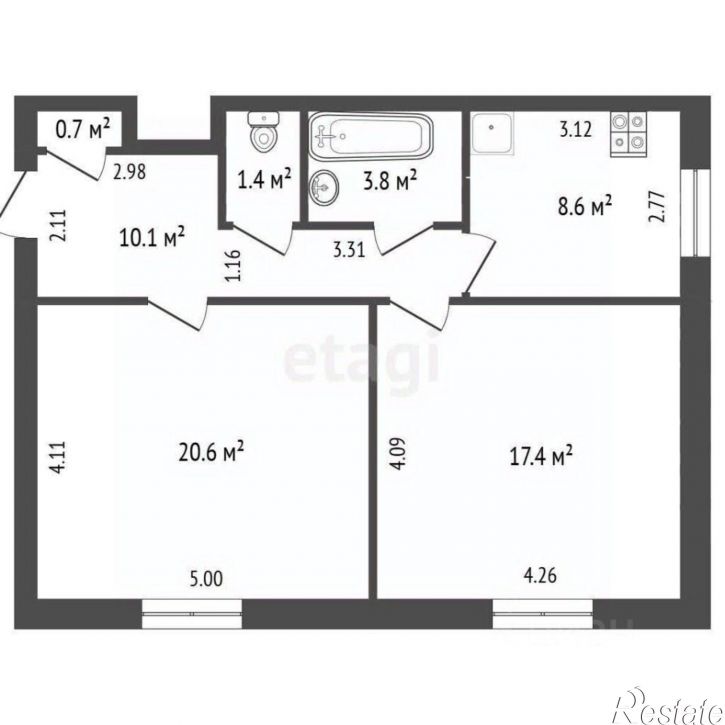 2-комн квартира Комсомольская улица, 22А,  д. 22А