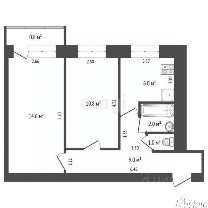 2-комн квартира улица Калинина, 50,  д. 50