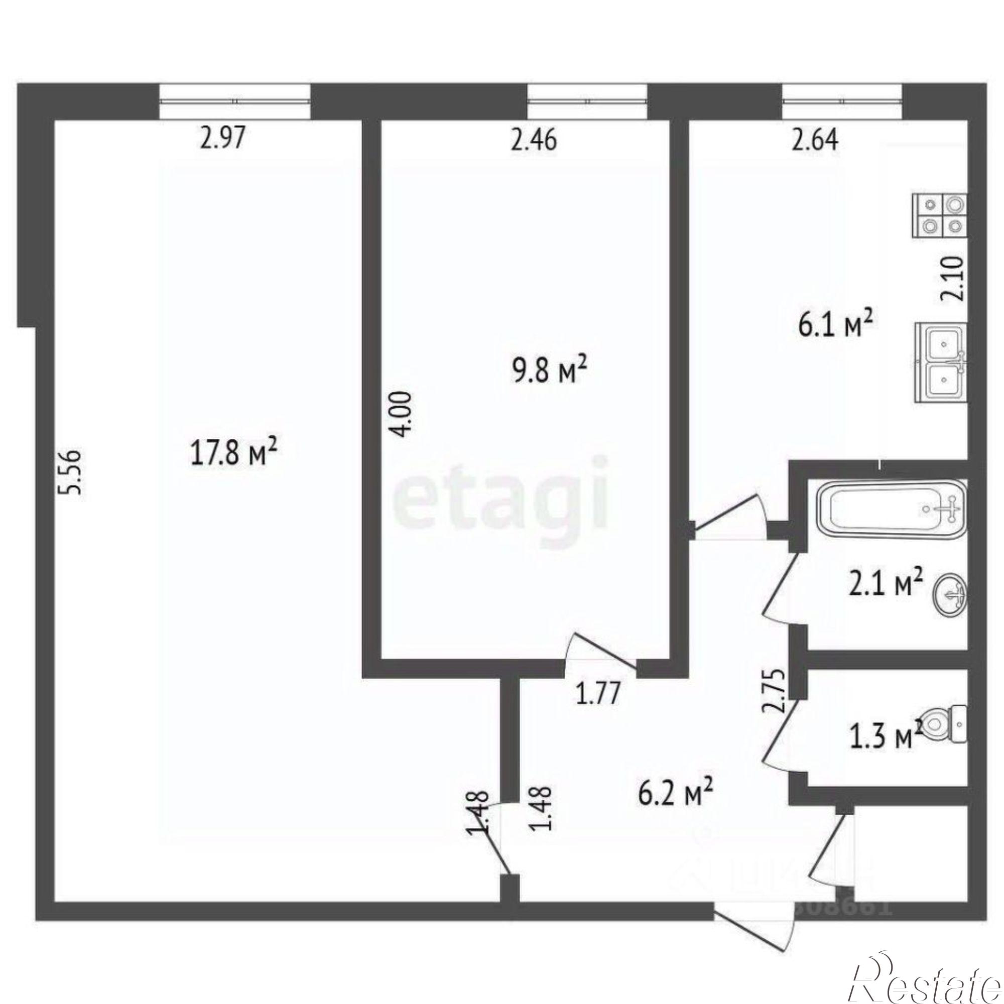 Купить квартиру за 4 300 000 рублей на Коммунистический проспект, 100