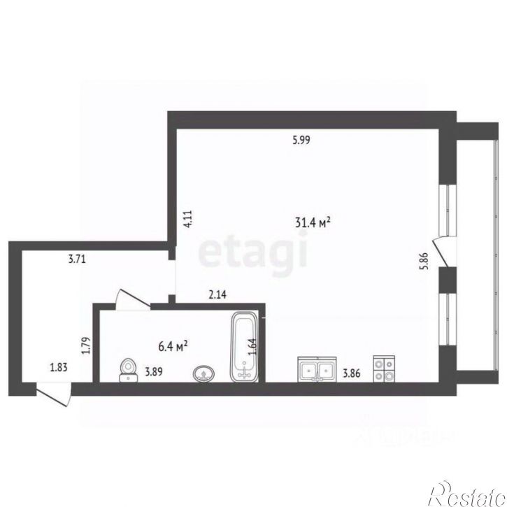 1-комн квартира ул Курчатова, 36А,  д. 36А