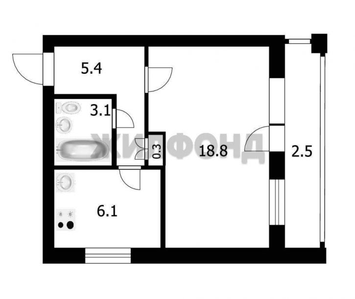 1-комн квартира Пионерская улица, д.34