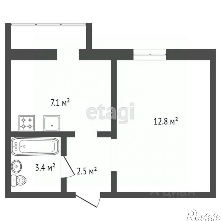 1-комн квартира улица Победы, 6,  д. 6