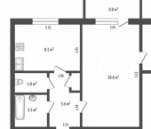 2-комн, 44кв м, этаж 2/4 улица Свердлова, 3