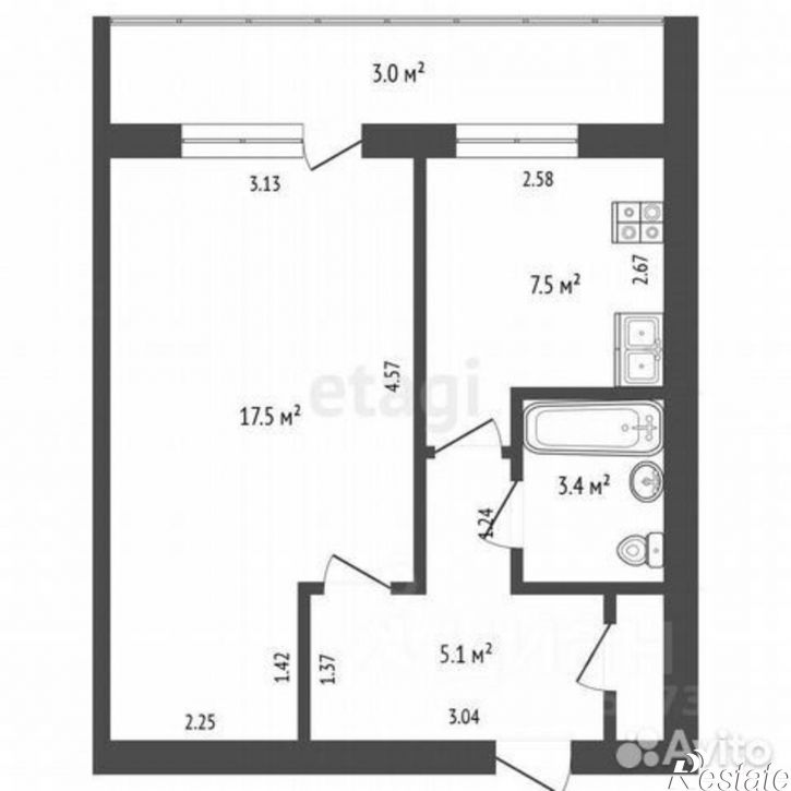 1-комн квартира Коммунистический пр-кт, 122,  д. 122