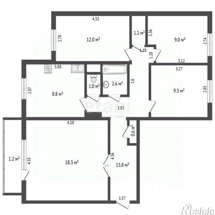 4-комн квартира ул Северная, 34,  д. 34