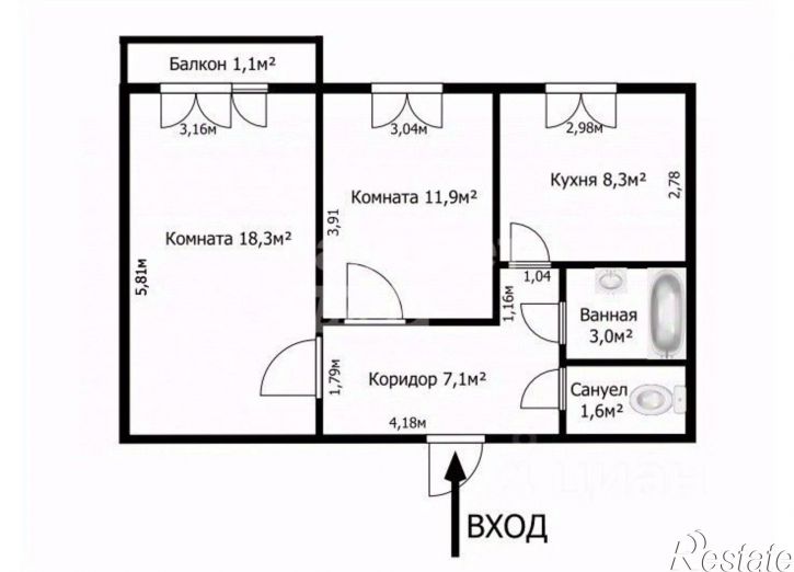 2-комн квартира ул Сосновая, 3,  д. 3