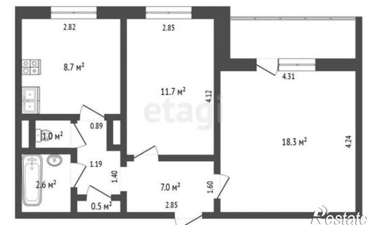 2-комн квартира ул Калинина, 129,  д. 129