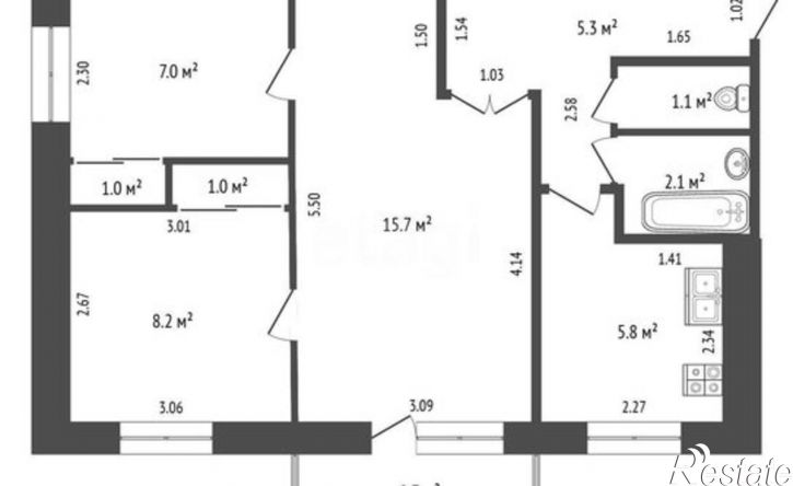 3-комн квартира ул Курчатова, 8,  д. 8
