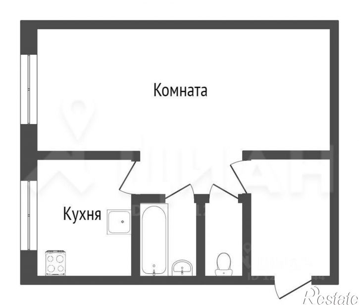 1-комн квартира улица Калинина, 95,  д. 95